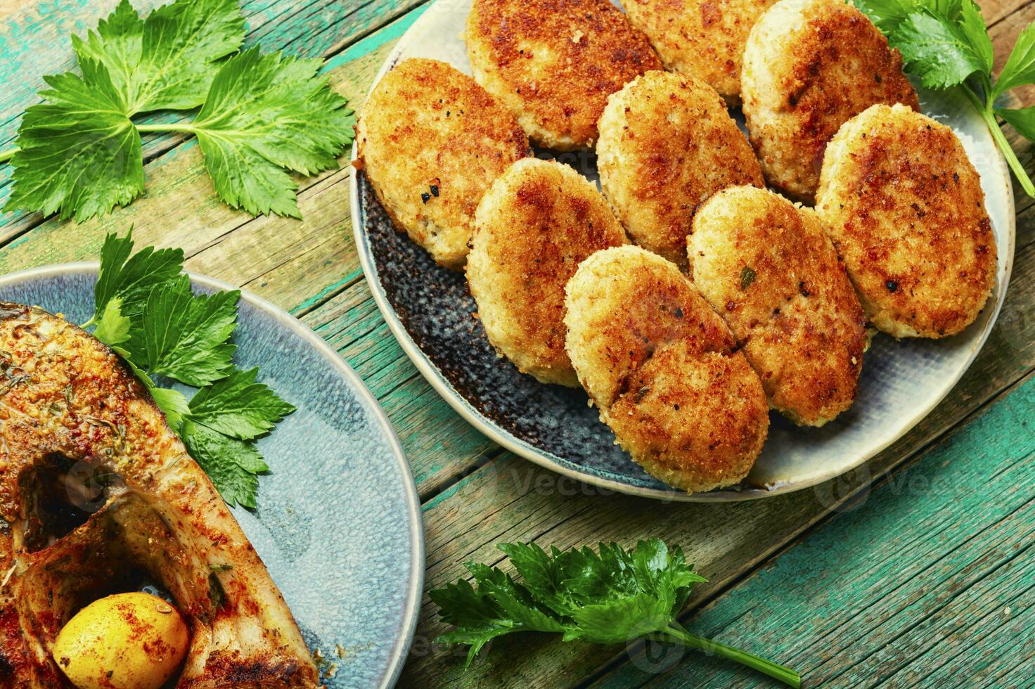 Minced fish cutlets photo