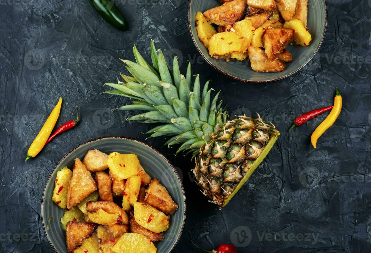 Tofu with pineapple. photo