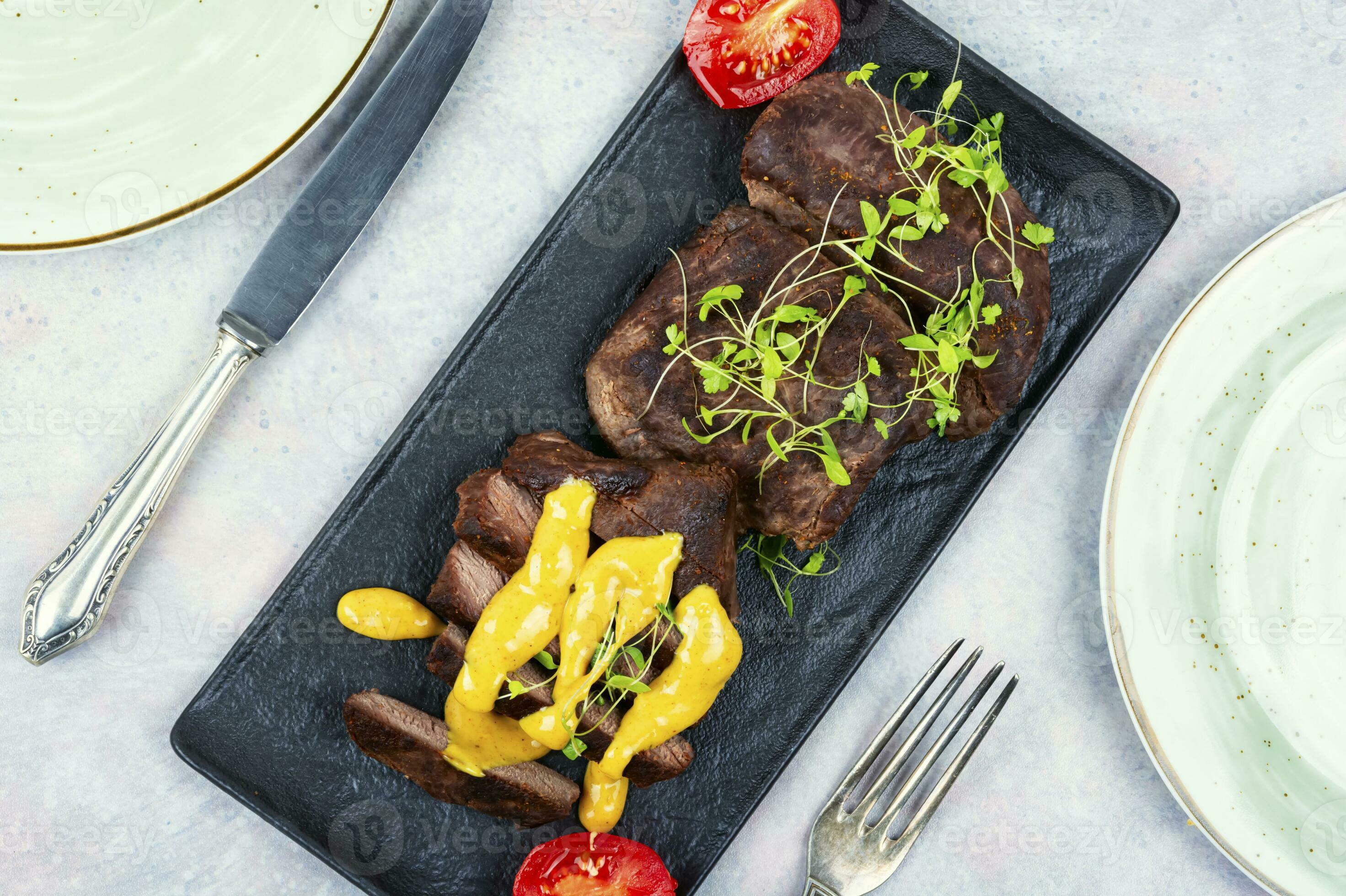 Fried ostrich steaks. 25266585 Stock Photo at Vecteezy