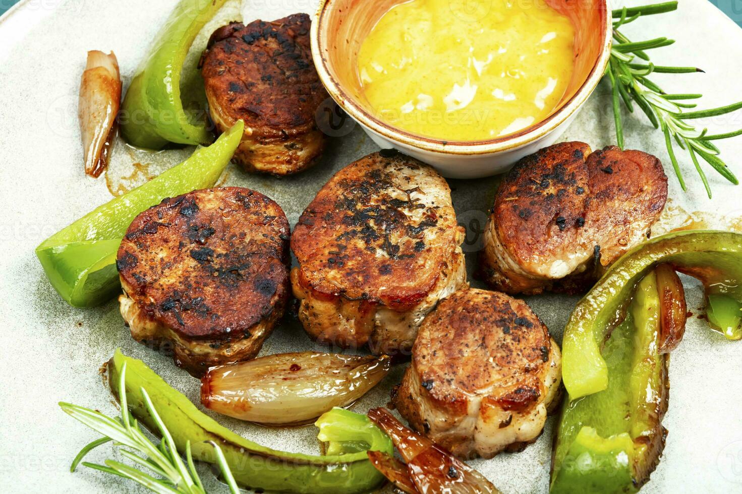 Grilled meat fillet steak, medallions. photo