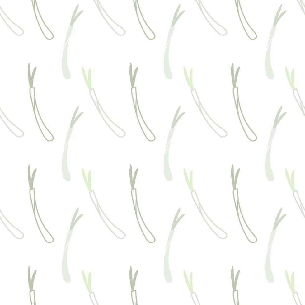 seamless pattern with green onion on transparent background. vector