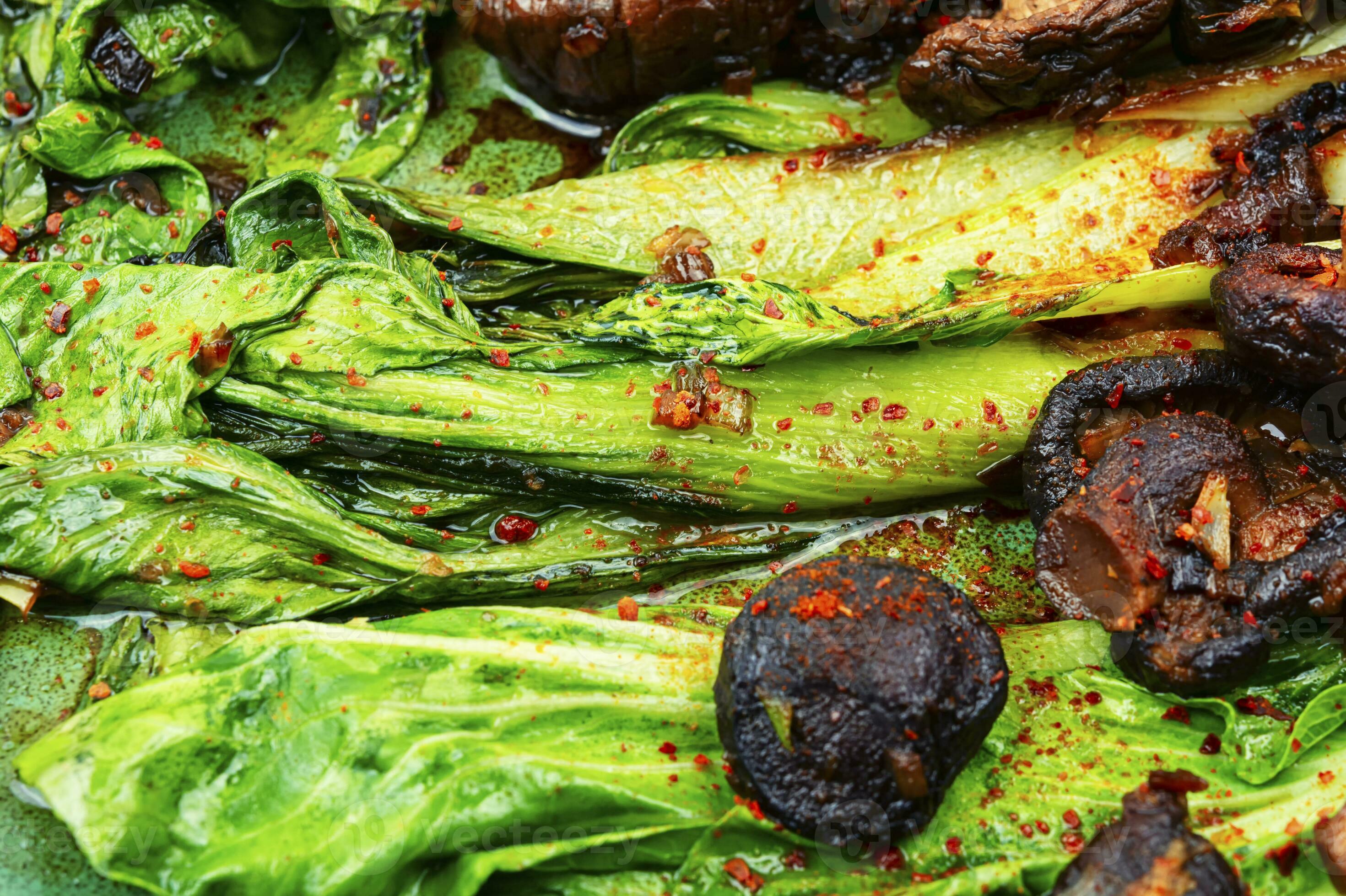 Fried Pak Choi and chinese mushroom 25266940 Stock Photo at Vecteezy