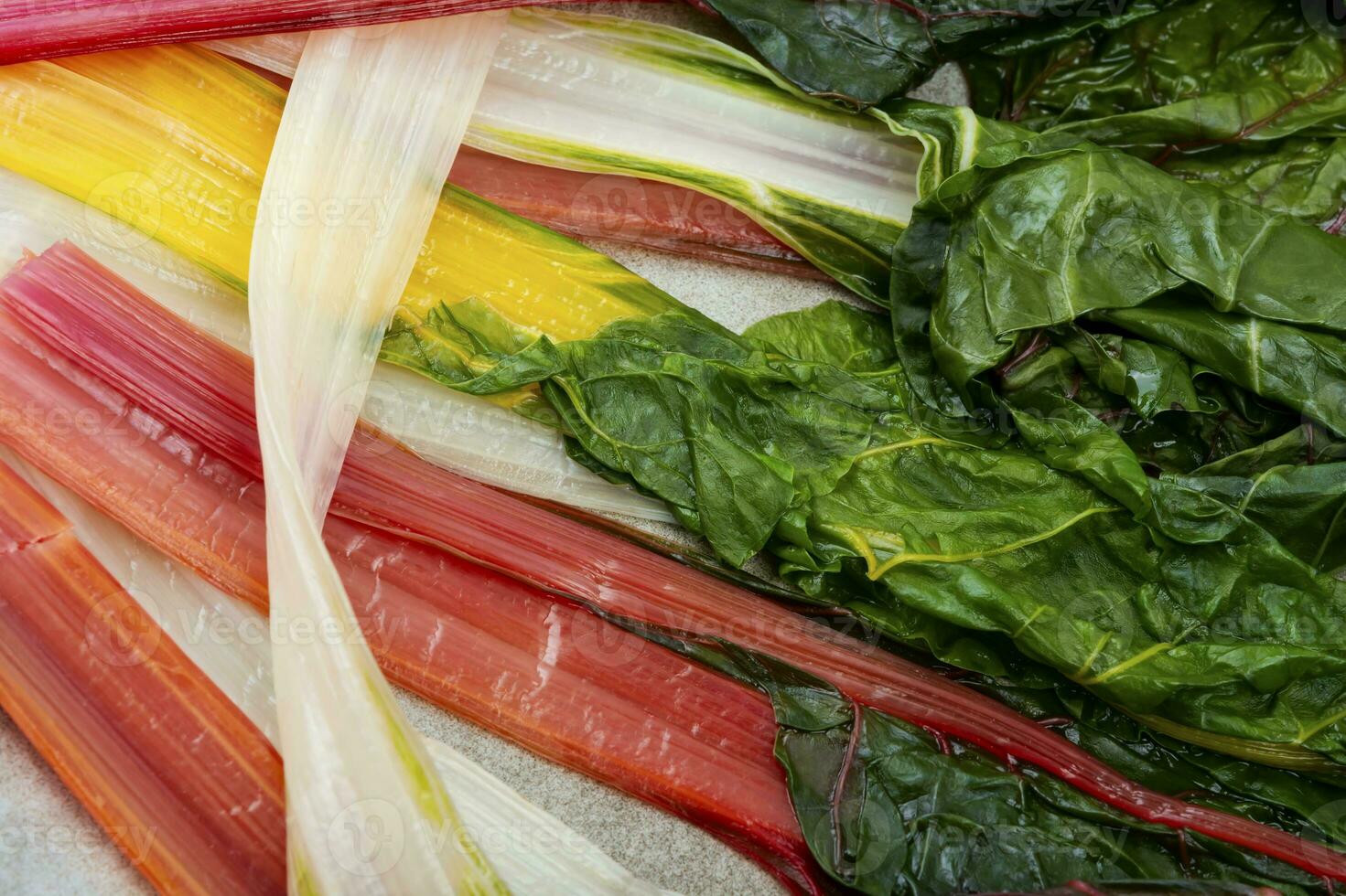 Stir-fried chard on a plate. photo