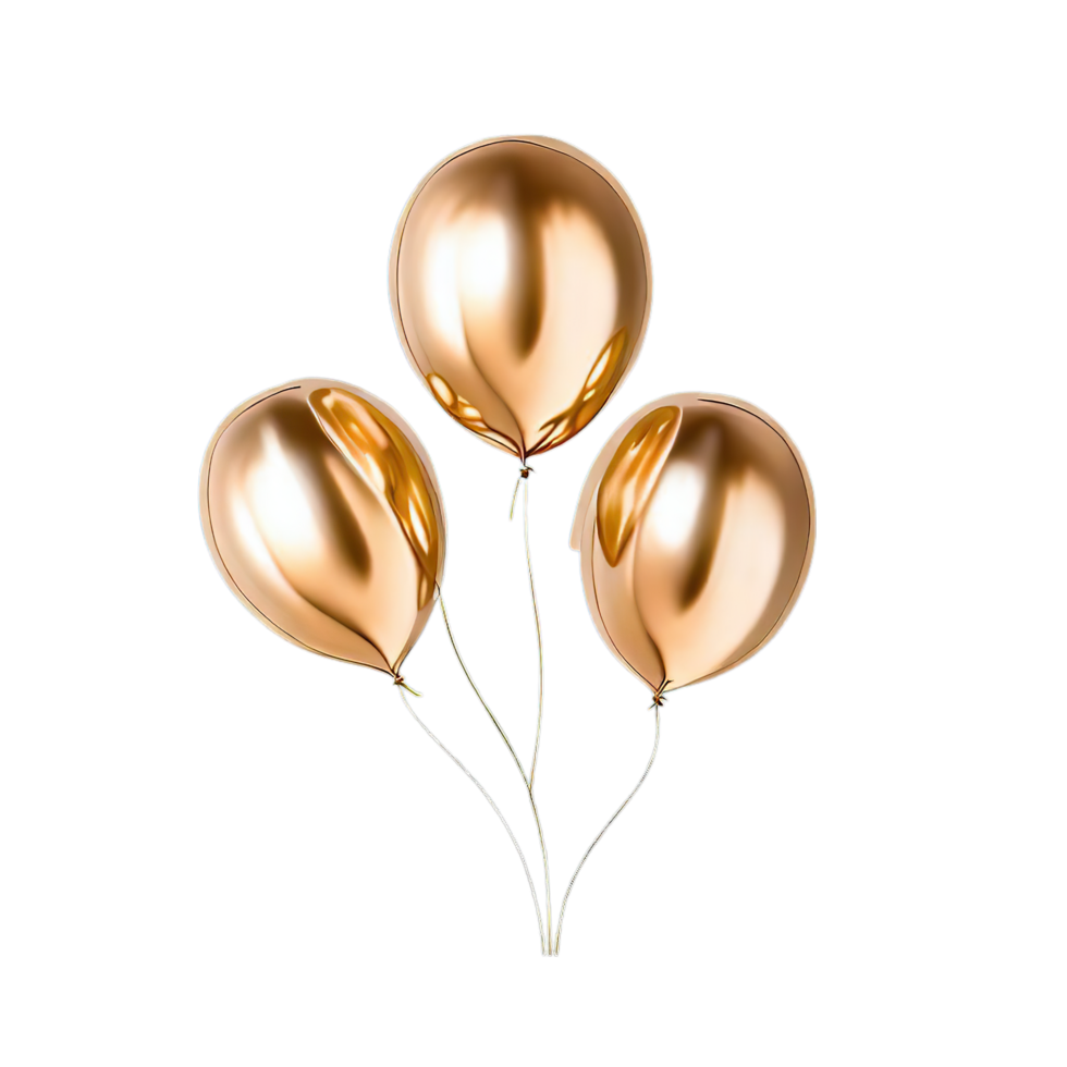 isolated gold balloon and celebration event, ai generated png