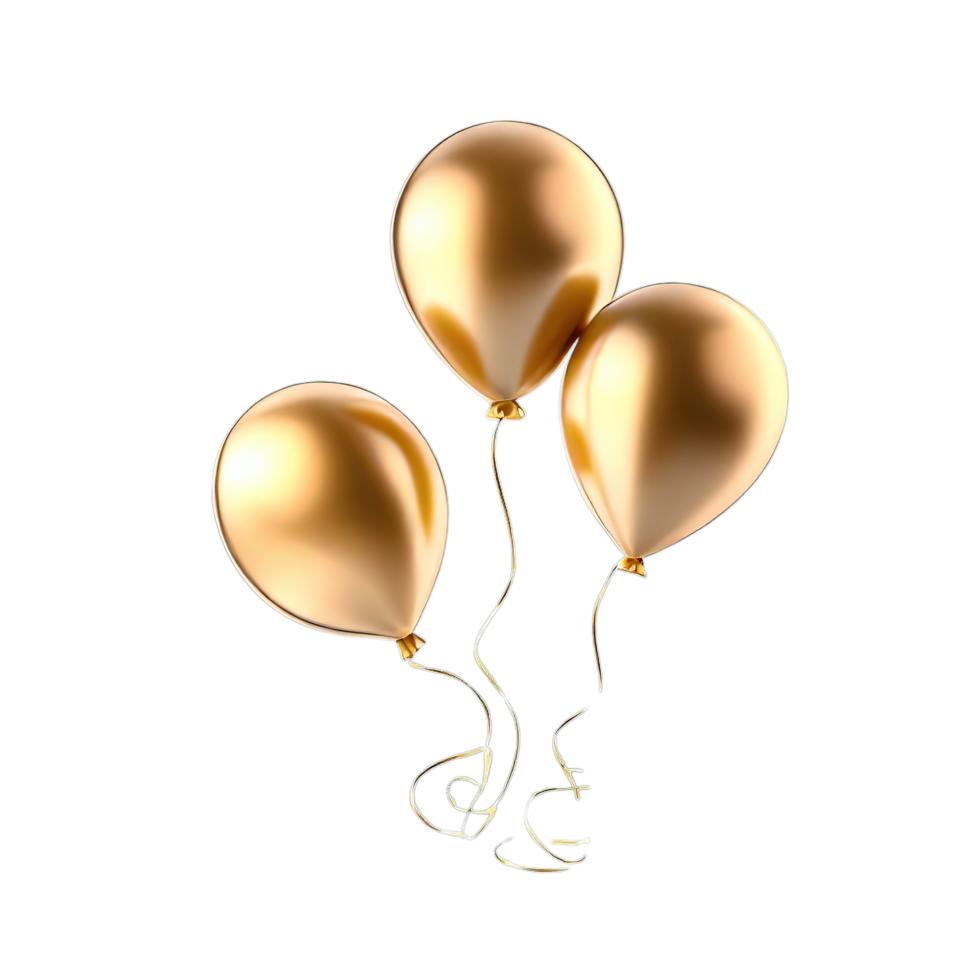 isolated gold balloon and celebration event, ai generated png