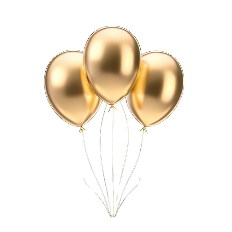 isolado ouro balão e celebração evento, ai gerado png