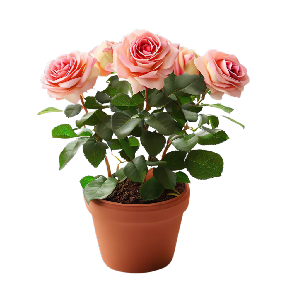 isolated potted plant and flowers for decoration, ai generated png