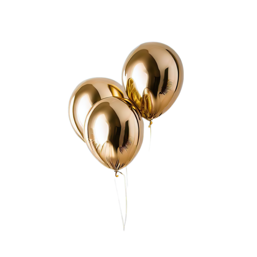 isolated gold balloon and celebration event, ai generated png