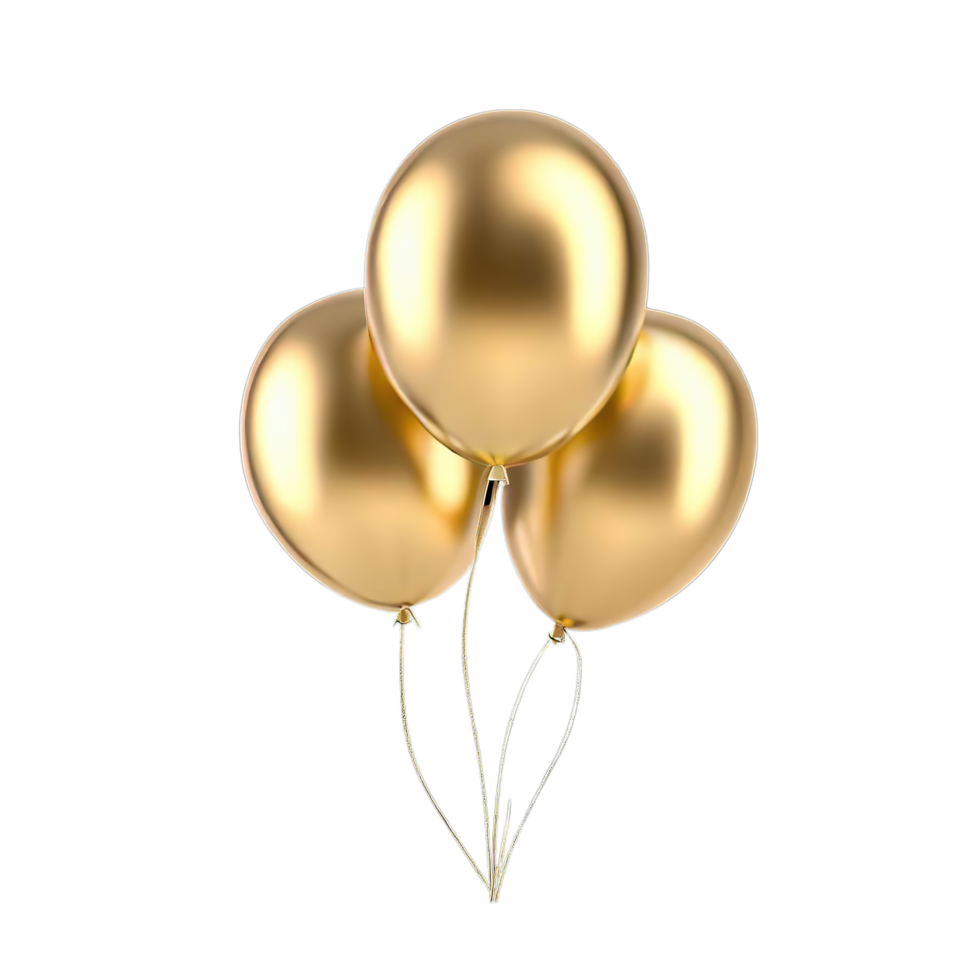 isolerat guld ballong och firande händelse, ai genererad png