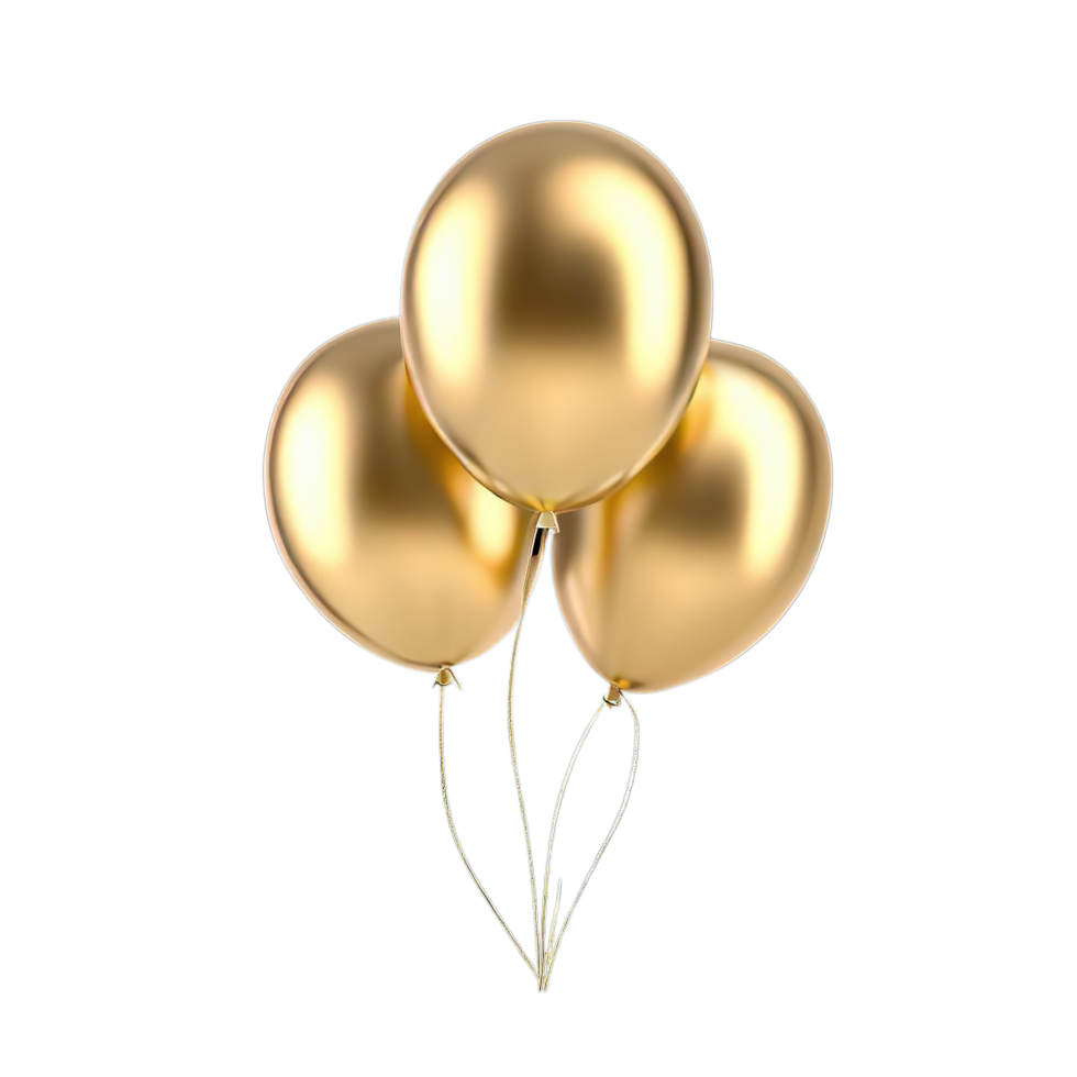 isolated gold balloon and celebration event, ai generated png