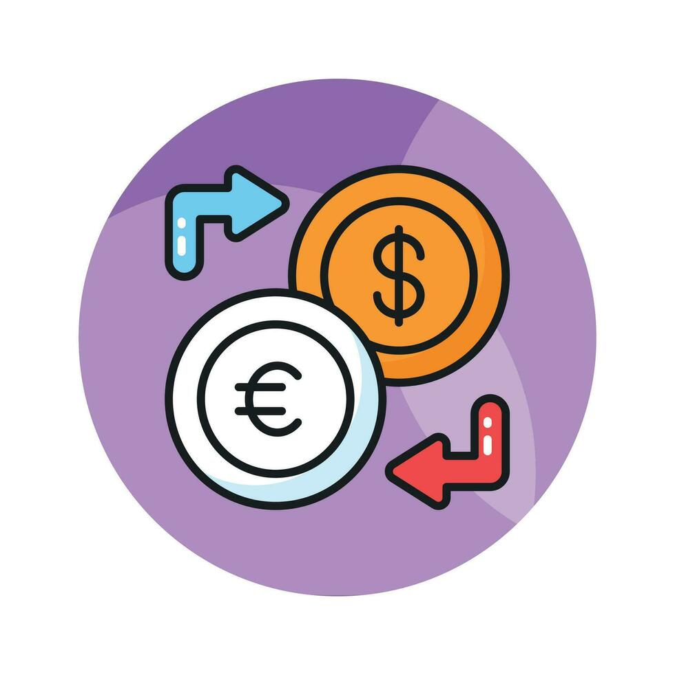 A skillfully crafted vector of currency exchange in trendy style, unique money exchange icon