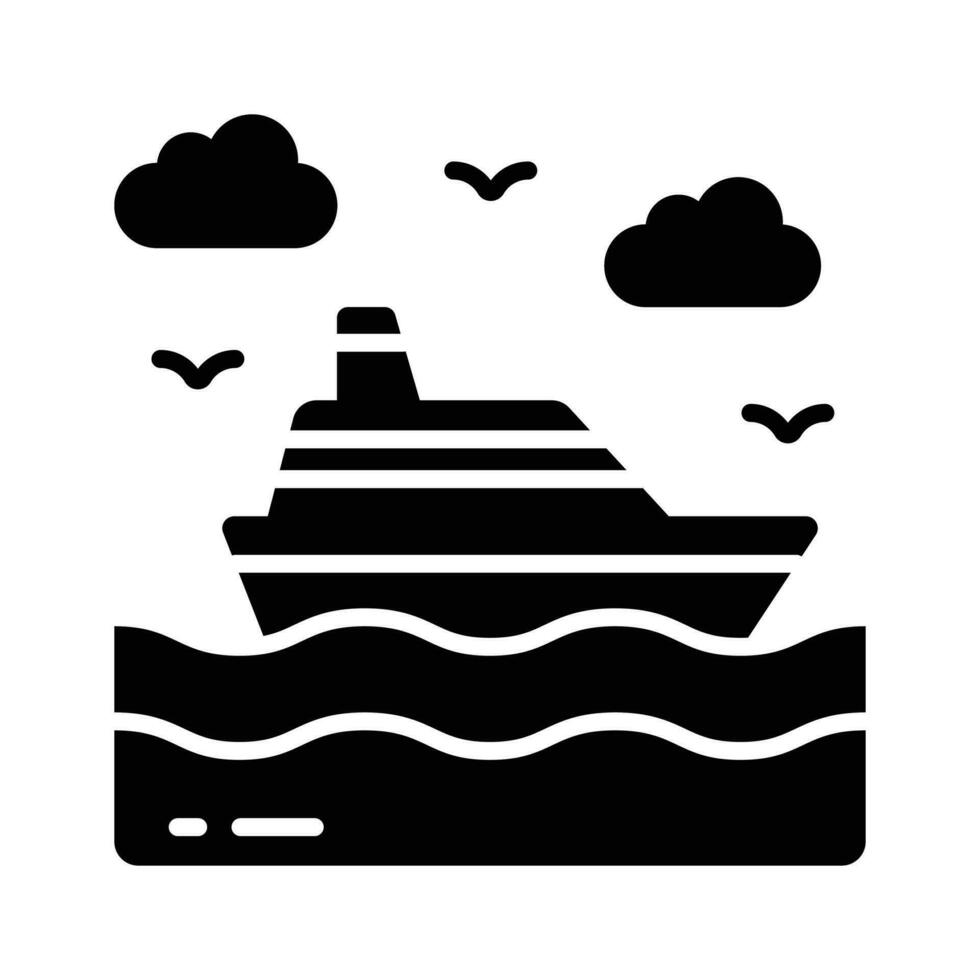 Motor yacht vector design, boat for sea traveling icon, luxury ship for trip or party in the ocean