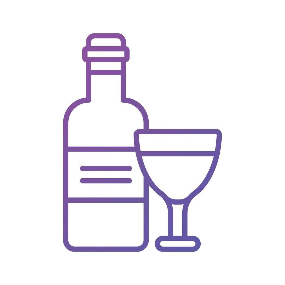 Wine glass with bottle showing vector of alcoholic drink in modern style