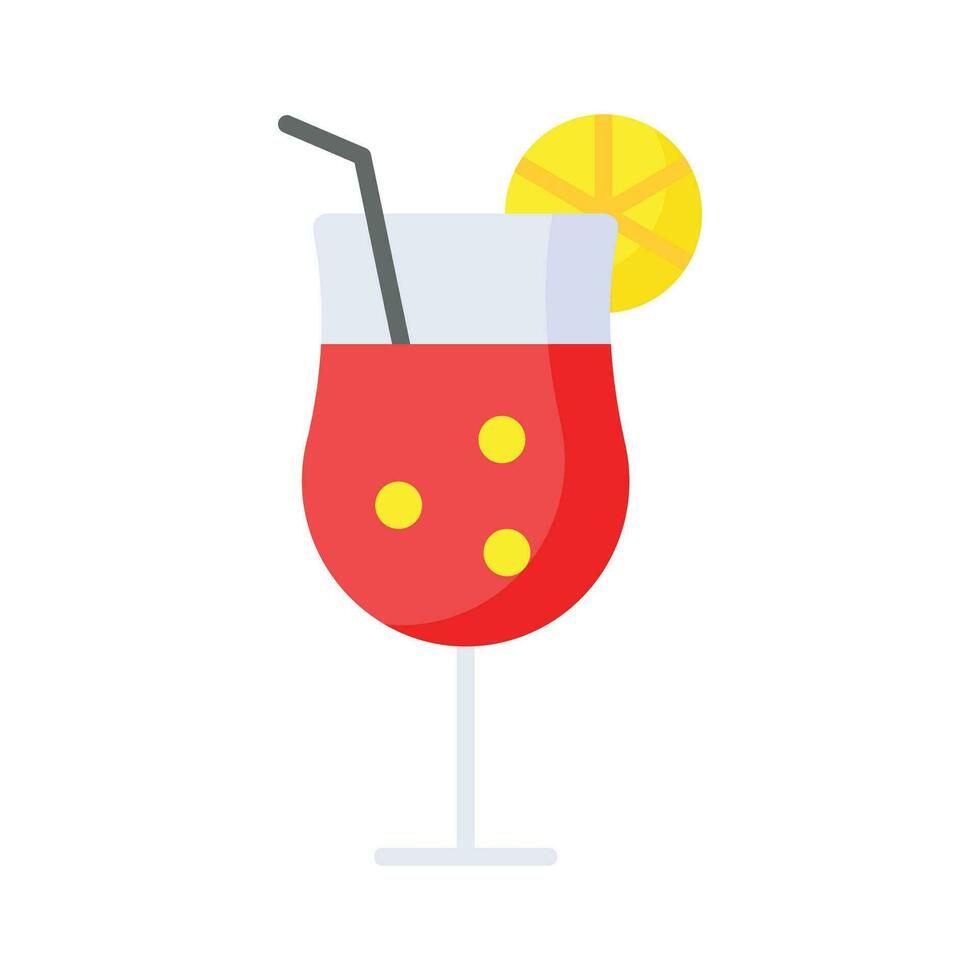 A glass of fresh drink with piece of lemon showing concept icon of cocktail vector