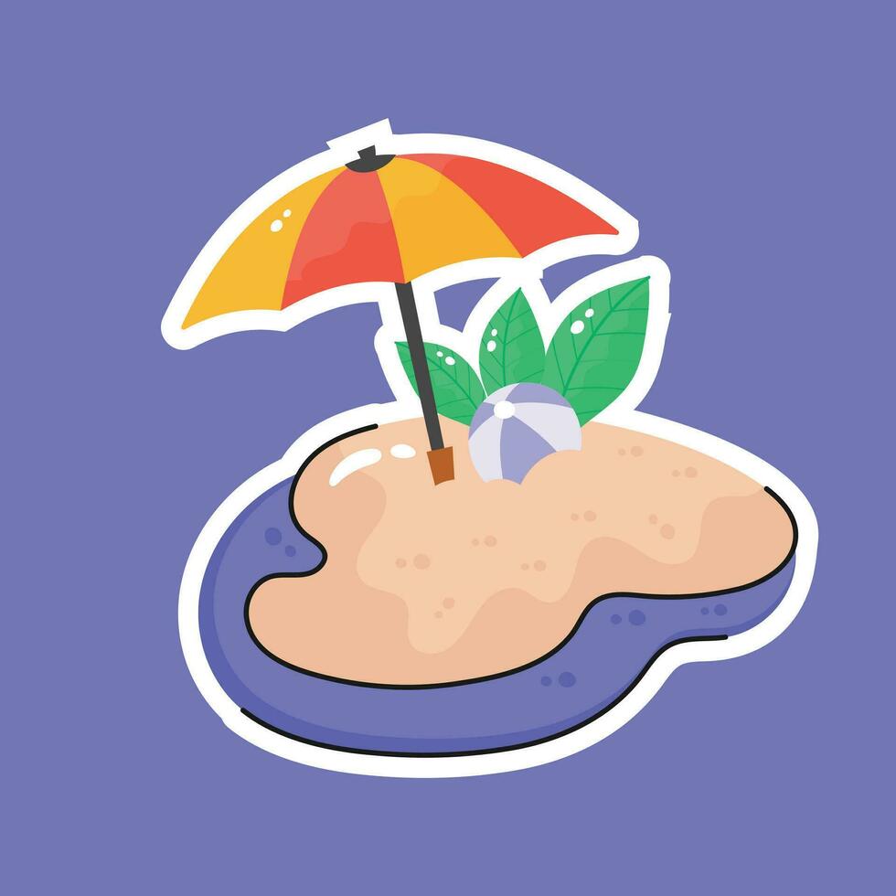 cuidadosamente hecho a mano vector de playa paraguas, icono de playa