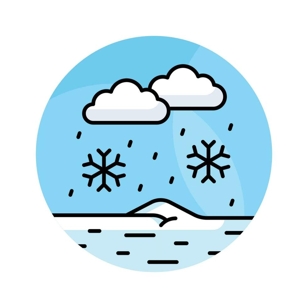 Snowflakes falling from clouds denoting snow falling icon in trendy style vector
