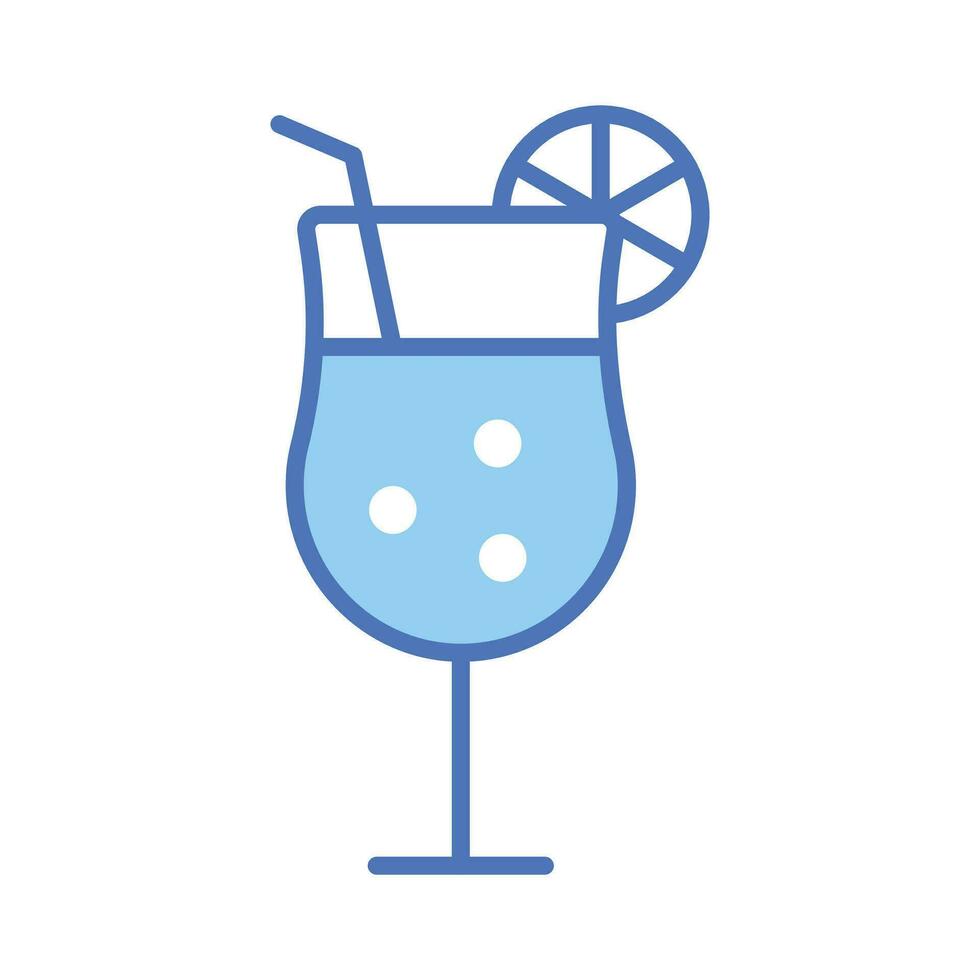A glass of fresh drink with piece of lemon showing concept icon of cocktail vector