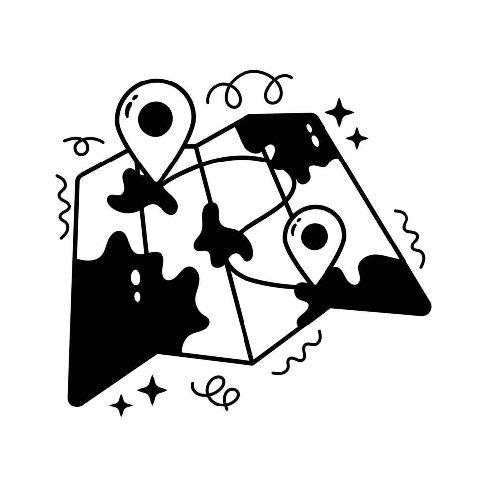 Tri fold chart with location pointer, trendy icon of map location vector