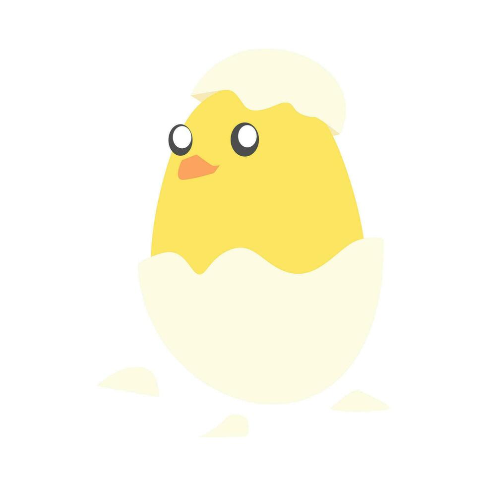 new cute baby chick hatched in cartoon style. isolated on white background. animal, poultry, livestock concept. suitable for children's book illustration, print, sticker, etc. flat vector. vector