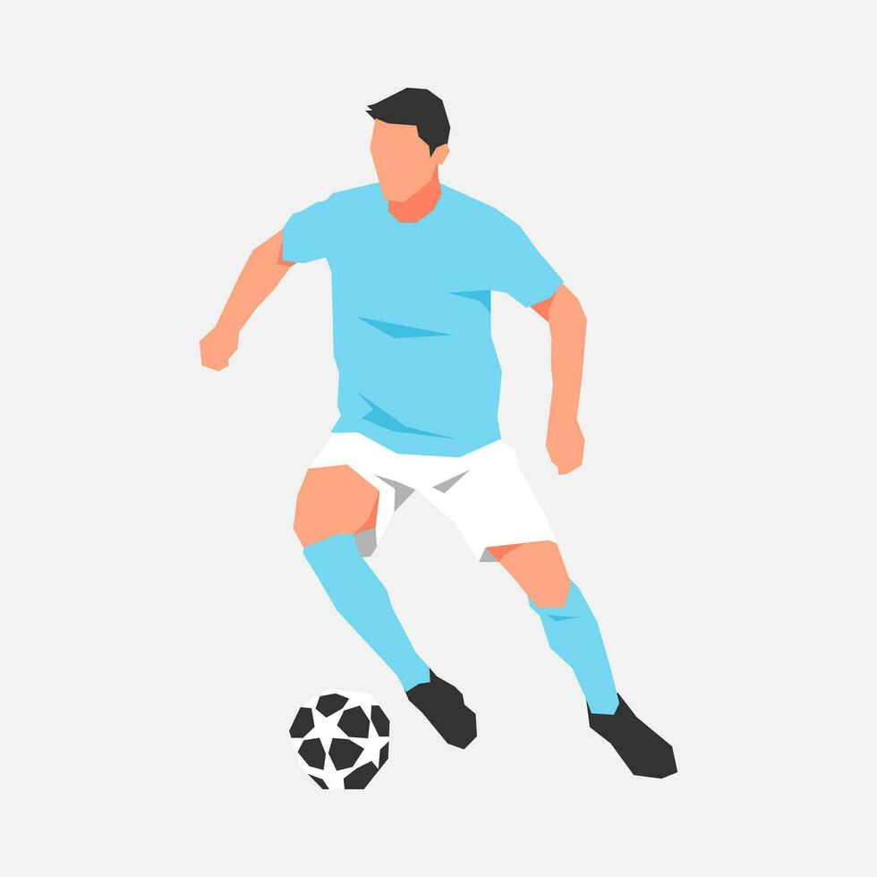 fútbol atleta regate el pelota. concepto de deporte, fútbol, actividad. adecuado para imprimir, póster, pegatina. plano vector gráficos.