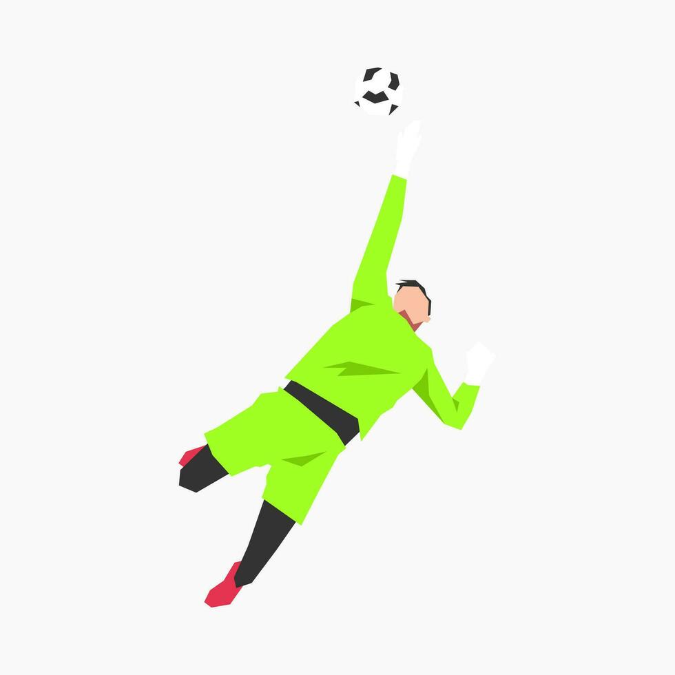 goalkeeper trying to catch the ball. sports theme, football, activity. flat vector illustration.