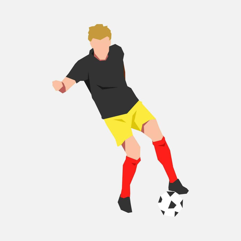 fútbol atleta regate el pelota. concepto de deporte, fútbol, actividad. adecuado para imprimir, póster, pegatina. plano vector gráficos.