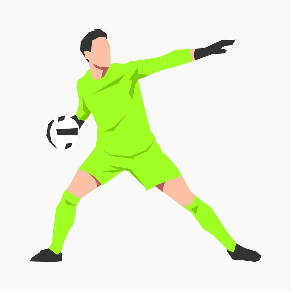 goalkeeper throws the ball. concept of sport, football, activity. flat vector illustration.
