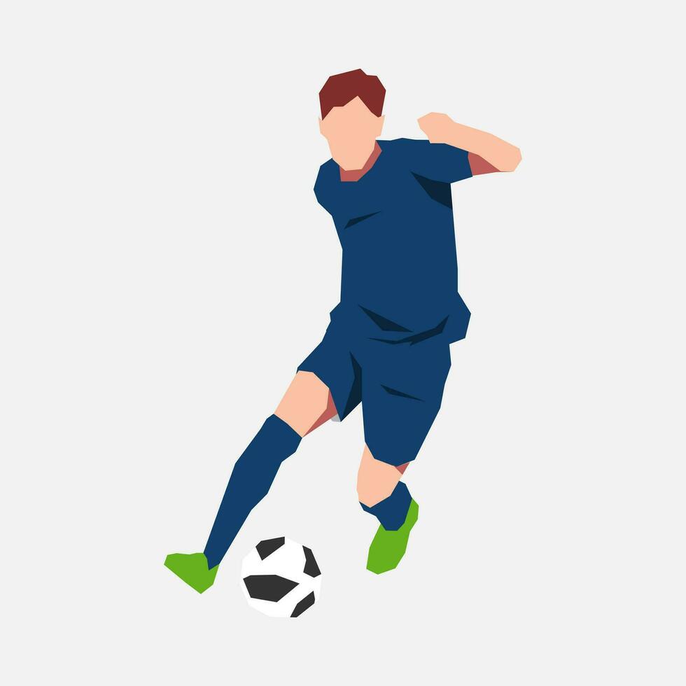 fútbol atleta regate el pelota. concepto de deporte, fútbol, actividad. adecuado para imprimir, póster, pegatina. plano vector gráficos.