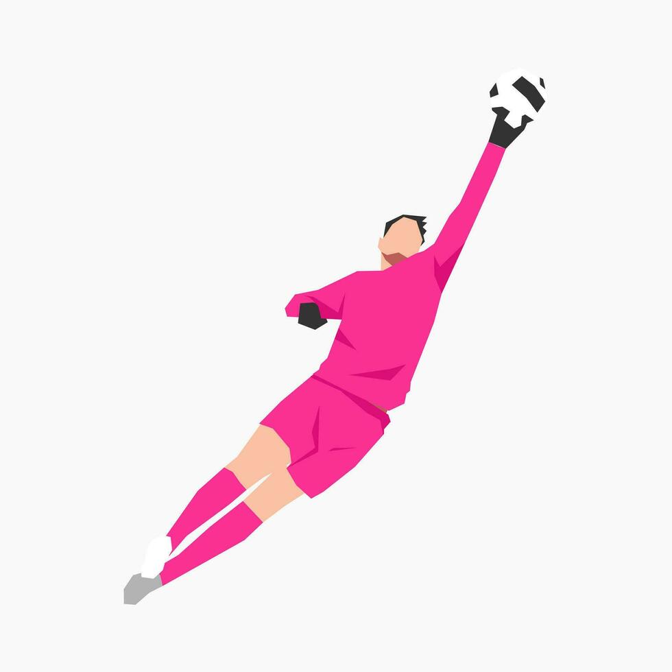 goalkeeper trying to catch the ball. sports theme, football, activity. flat vector illustration.