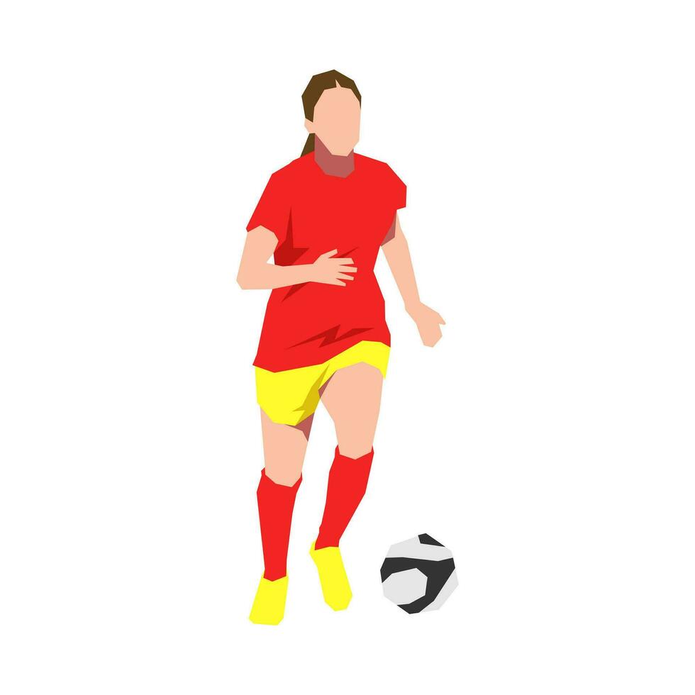 muchachas jugando fútbol. regatear. Deportes tema, fútbol, actividad. plano vector ilustración.