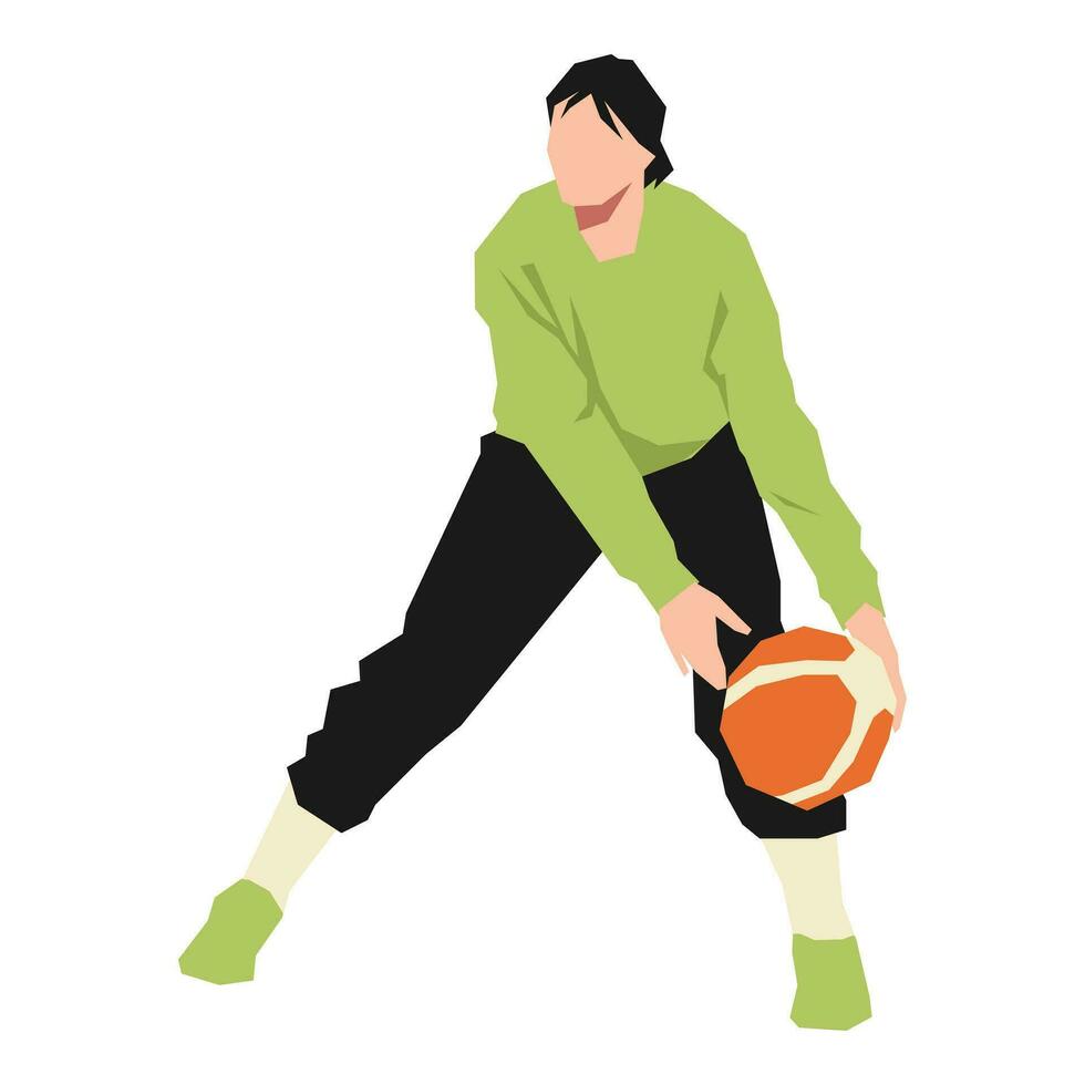 girl character is playing and dribbling a basketball. can be used for basketball, sport, activity, training, etc. flat vector illustration.