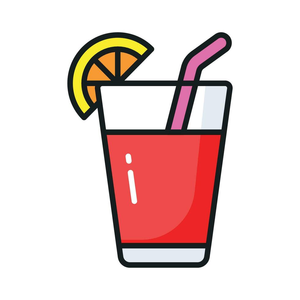A glass of fresh drink with piece of lemon showing concept icon of summer drink vector