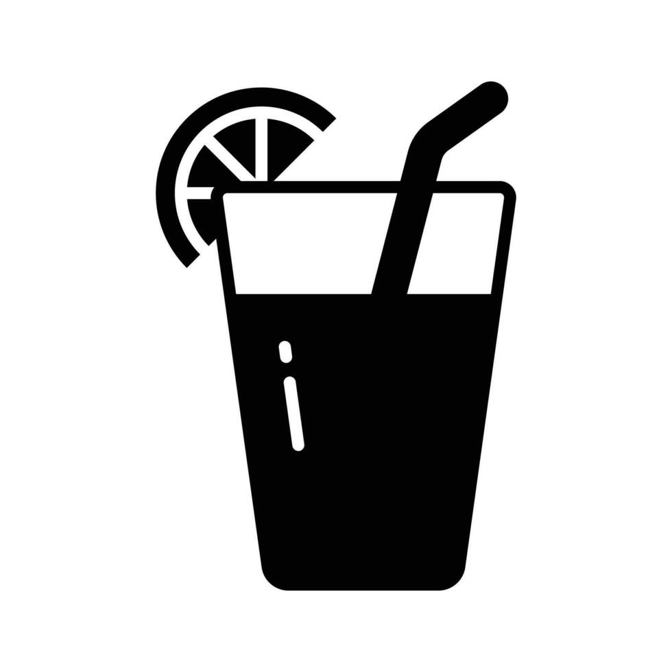 A glass of fresh drink with piece of lemon showing concept icon of summer drink vector