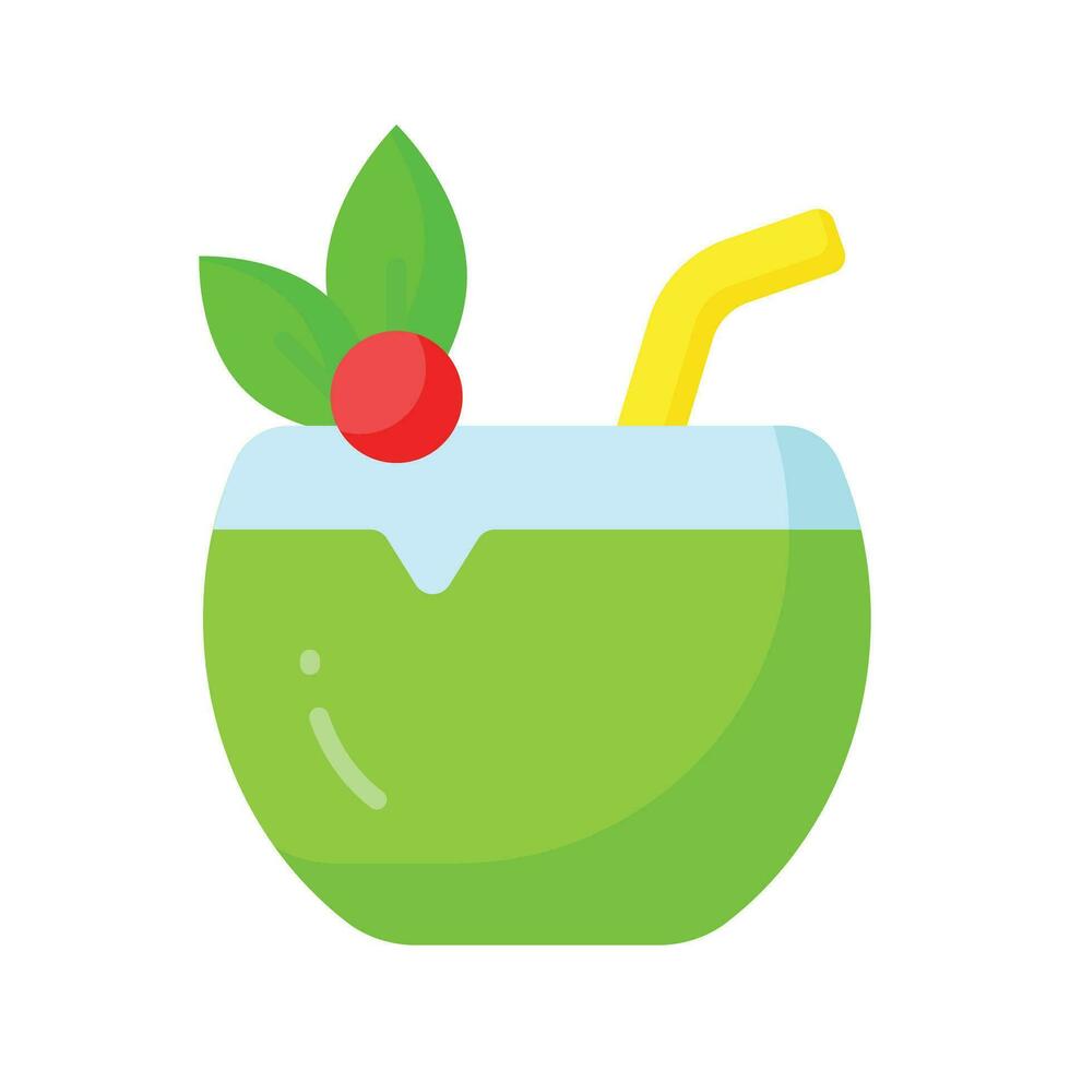 an amazing icon of coconut drink, premium vector of summer drink easy to use