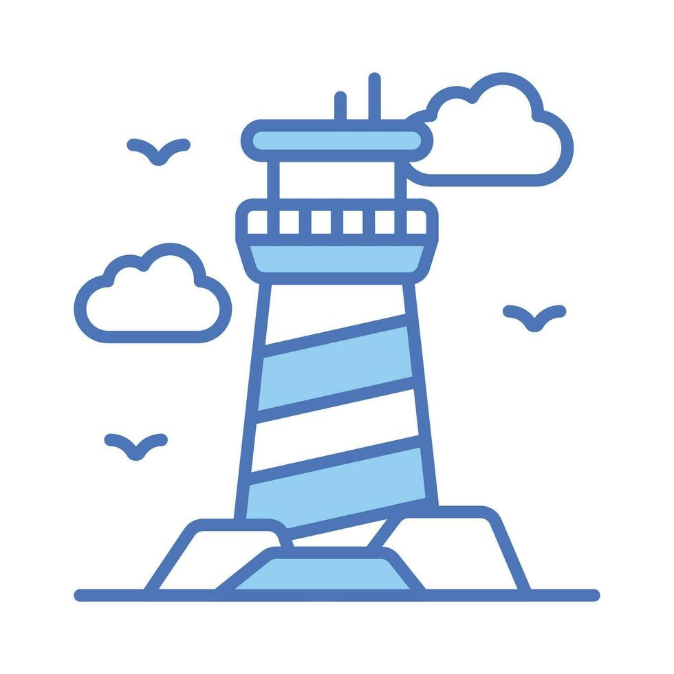 A tower containing a beacon light to warn or guide ships at sea, well designed icon of lighthouse vector