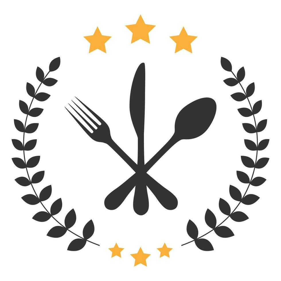 ilustración logo de restaurante negocio con laurel guirnalda vector