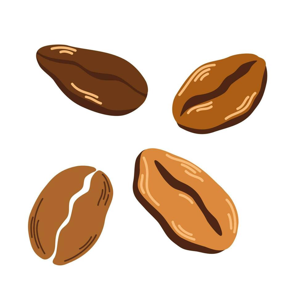 Coffee beans set. Perfect for logo, poster, menu. Hand drawn vector illustration