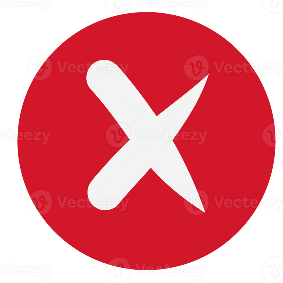 Cross mark in a red circle isolated on transparent background for usage as an illustration, signs and symbol concept png