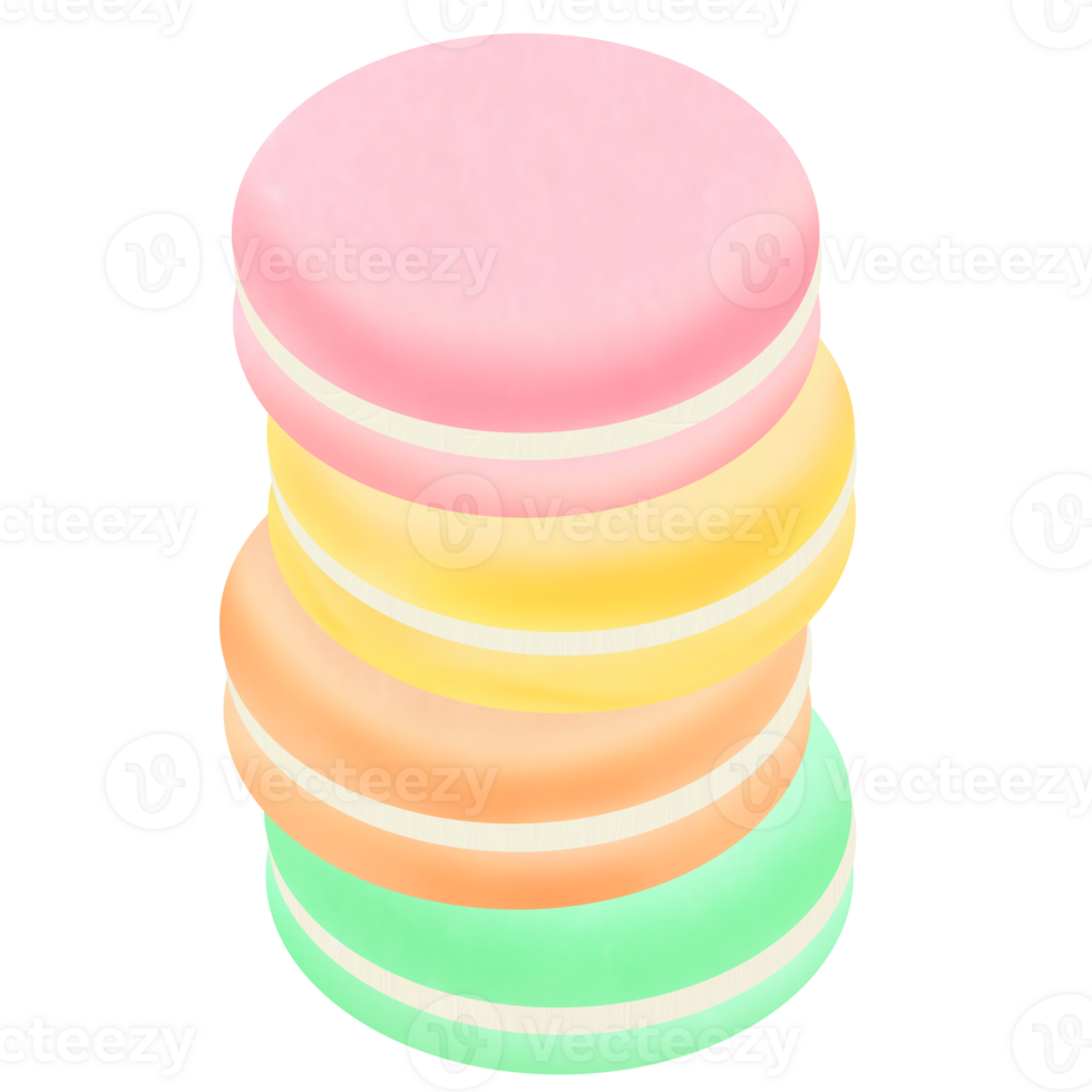 Drawing of macarons isolated on transparent background for usage as an illustration, food, snacks, bakery and eating concept png