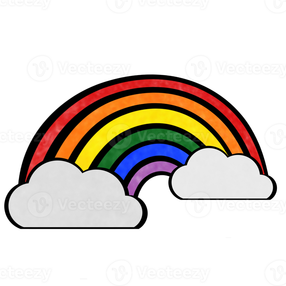 Drawing of LGBT rainbow colors with clouds isolated on transparent background png