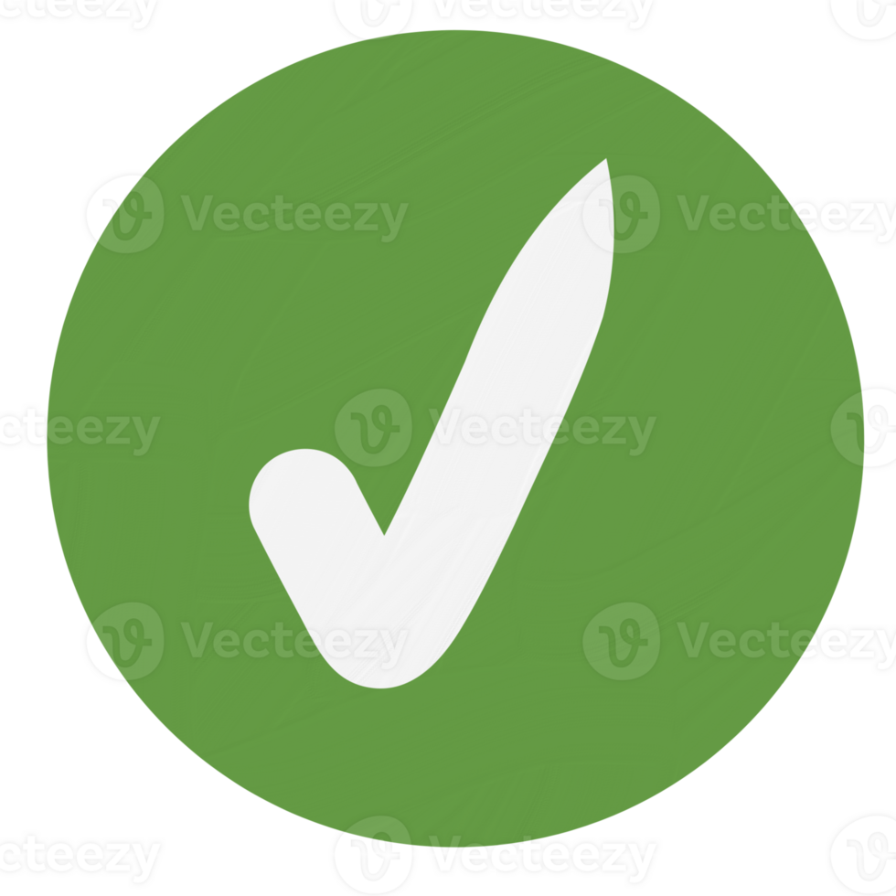 Check mark in a green circle isolated on transparent background for usage as an illustration, signs and symbol concept png