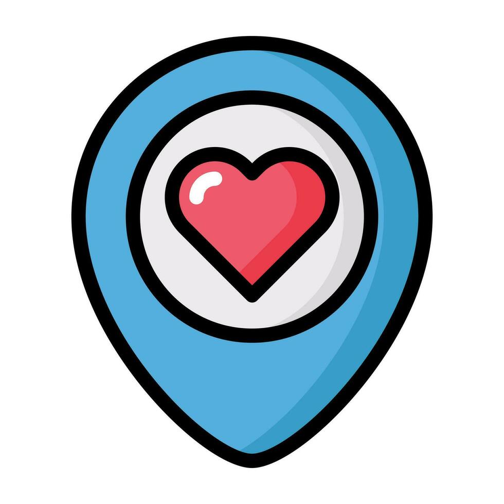 Pin with heart sign icon location map. vector