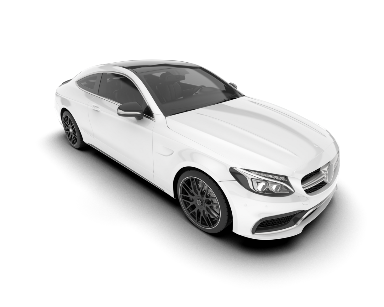 White modern car on transparent background. 3d rendering - illustration png