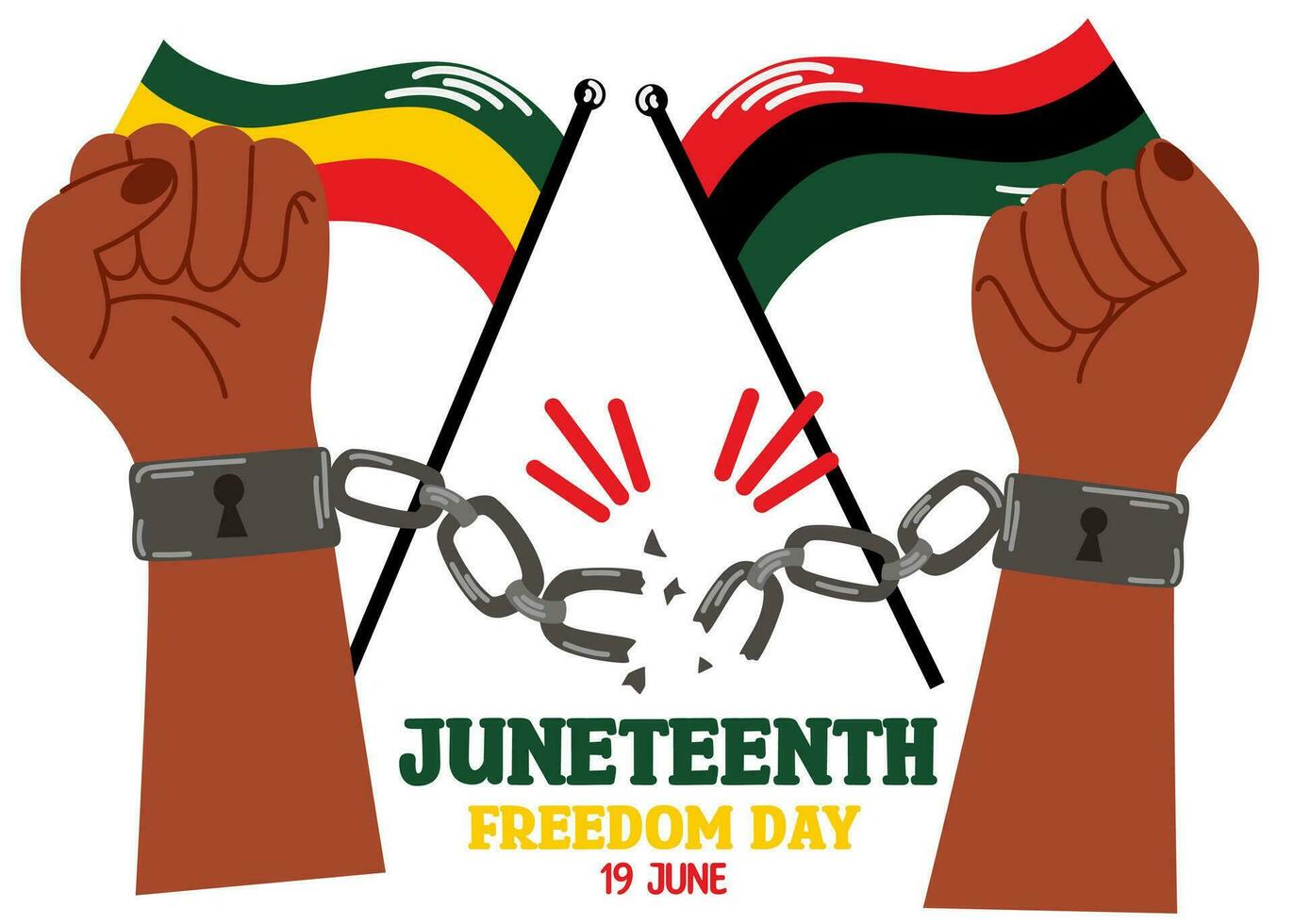 Juneteenth. Freedom Day is June 19. Identity concept, racial equality and justice. Racism, discrimination. Juneteenth emancipation. vector