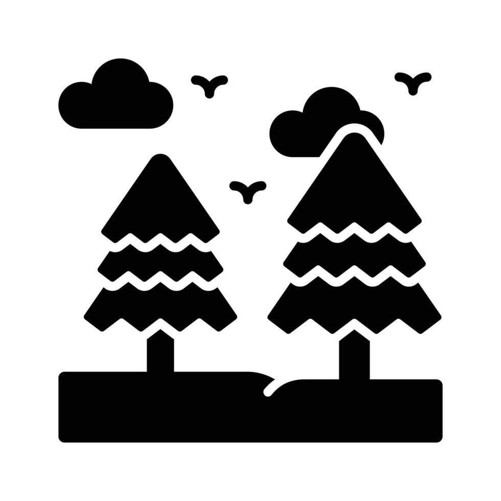 hermosamente diseñado icono de pino árbol, aislado en blanco antecedentes vector