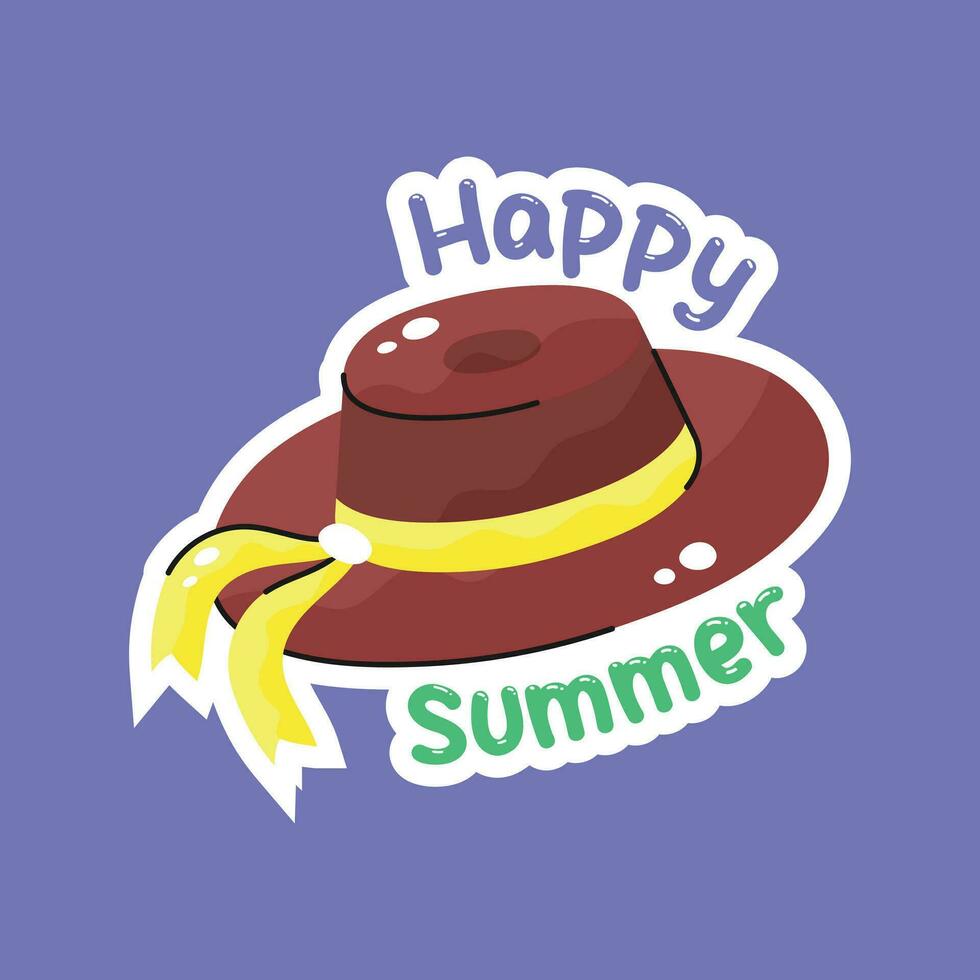 sombrero con cinta, prima mano dibujado icono de playa sombrero, de moda verano sombrero vector