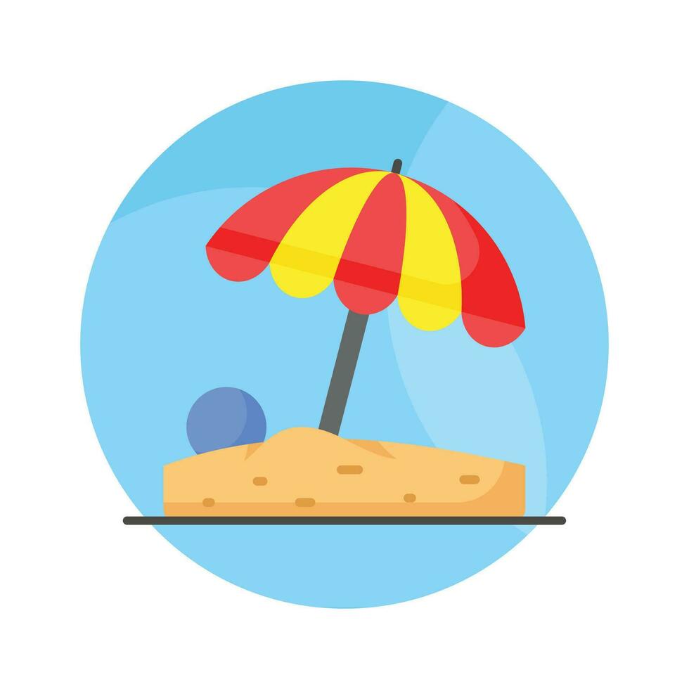 cuidadosamente hecho a mano vector de playa paraguas, icono de playa