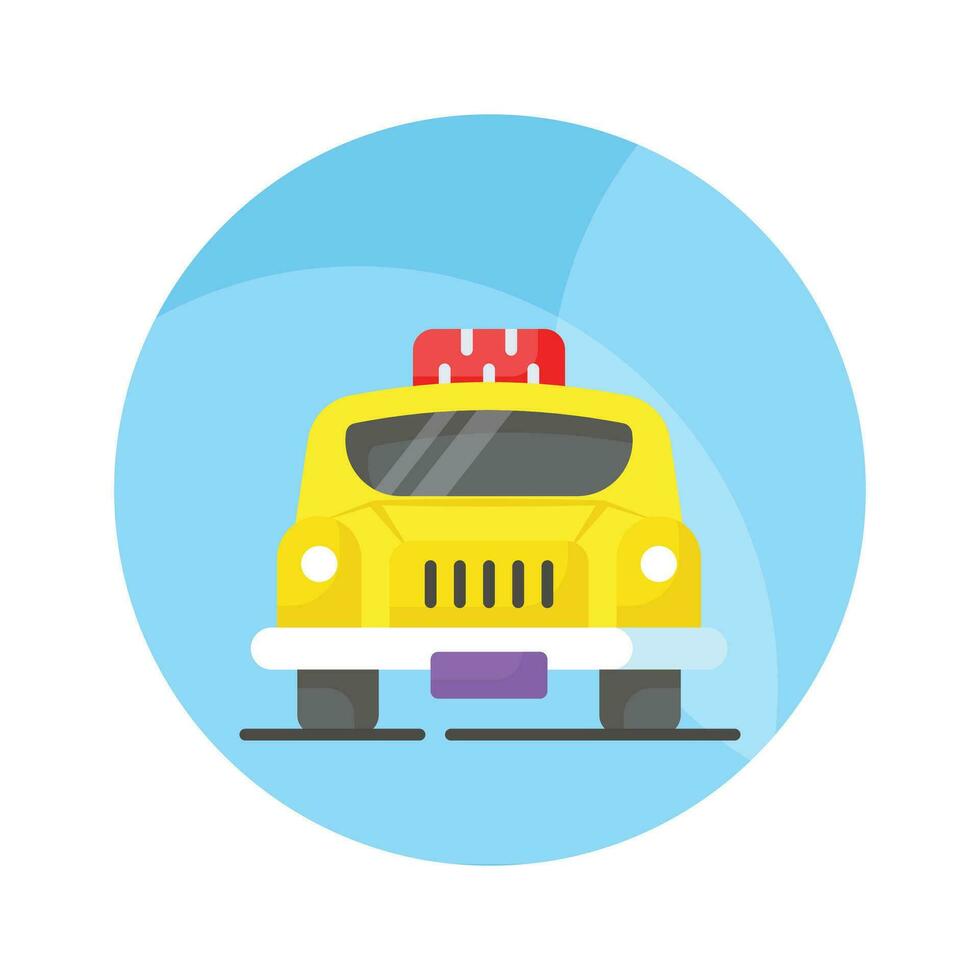 An icon of taxi in trendy style, local transport automobile vector