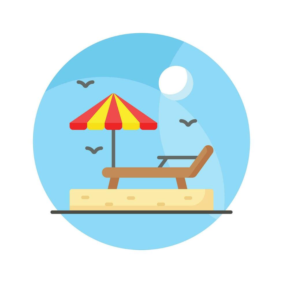 An icon of sunbed represents tanning or relaxation in the sun, premium vector design