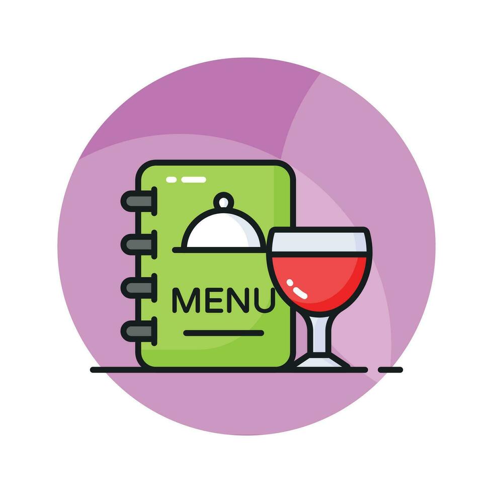 Menu card with a glass of drink showing concept icon of hotel menu card in trendy style vector